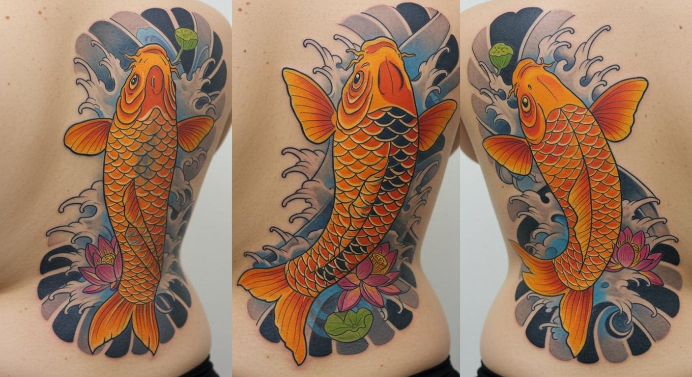 Dive Into Serenity: 25 Stunning Koi Fish Spine Tattoos That Swim With Meaning!