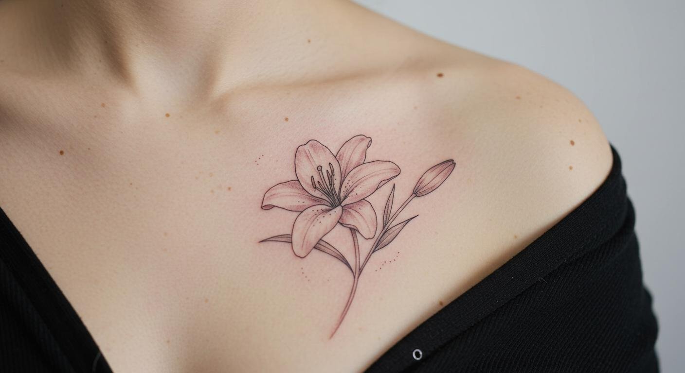 23+ Chic Fine Line Lily Tattoos That Modern Floral Lovers Can’t Resist!