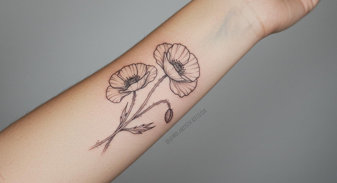 25+ Stunning Fine Line Poppy Tattoo Designs That Celebrate Natural Beauty With Elegance!